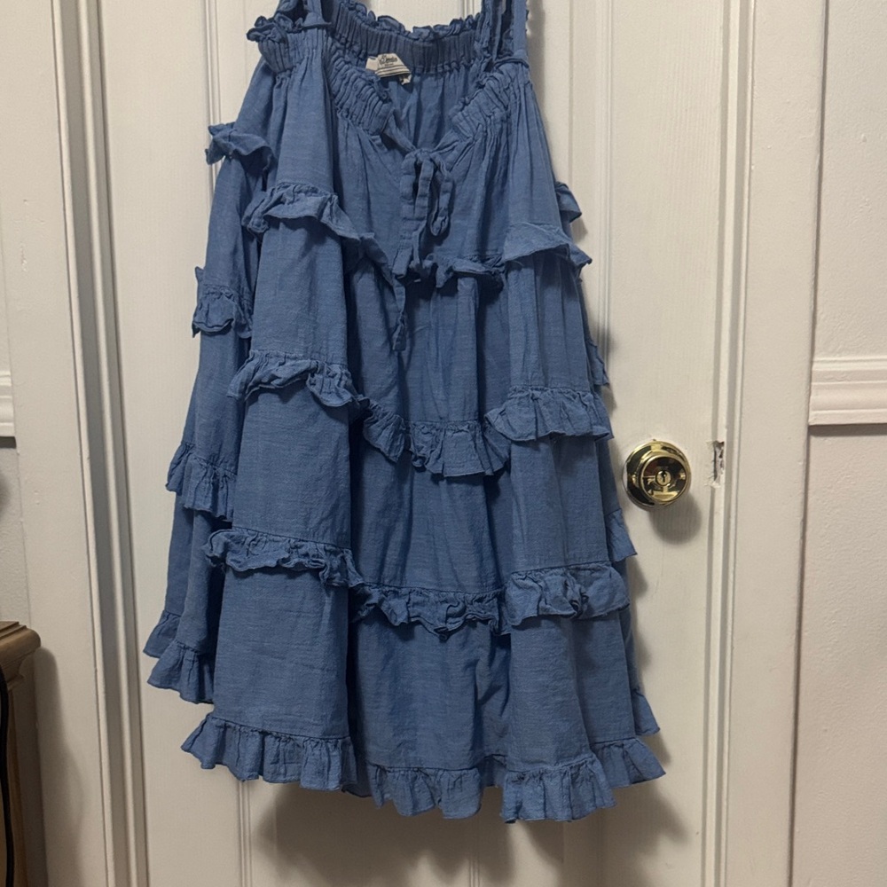 Devotion TWINS Blue Ruffled Midi dress